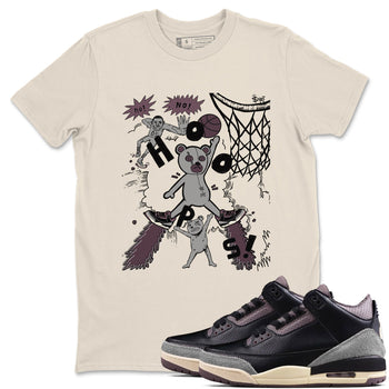 AJ3 A Ma Maniere x Black shirts to match jordans Stop The Bear sneaker match tees A Ma Maniere x Air Jordan 3 “Black” SNRT Sneaker Tees streetwear brand Natural 1 unisex cotton tee