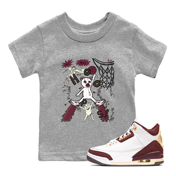 3s A Ma Maniere x Burgundy Crush shirts to match jordans Stop The Bear sneaker match teesA Ma Maniére x Air Jordan 3 "Burgundy Crush" SNRT Sneaker Tees streetwear brand Baby and Youth Heather Grey 1 cotton tee