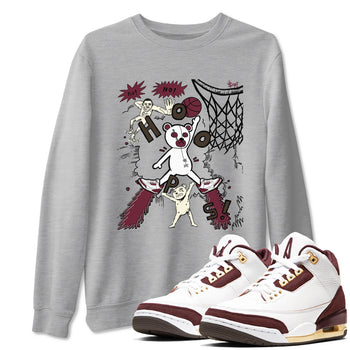 3s A Ma Maniere x Burgundy Crush shirts to match jordans Stop The Bear sneaker match teesA Ma Maniére x Air Jordan 3 "Burgundy Crush" SNRT Sneaker Tees streetwear brand Heather Grey 1 unisex cotton tee