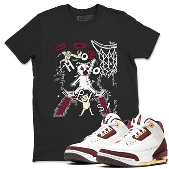 3s A Ma Maniere x Burgundy Crush shirts to match jordans Stop The Bear sneaker match teesA Ma Maniére x Air Jordan 3 "Burgundy Crush" SNRT Sneaker Tees streetwear brand Black 1 unisex cotton tee