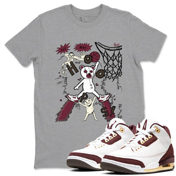 3s A Ma Maniere x Burgundy Crush shirts to match jordans Stop The Bear sneaker match teesA Ma Maniére x Air Jordan 3 "Burgundy Crush" SNRT Sneaker Tees streetwear brand Heather Grey 1 unisex cotton tee