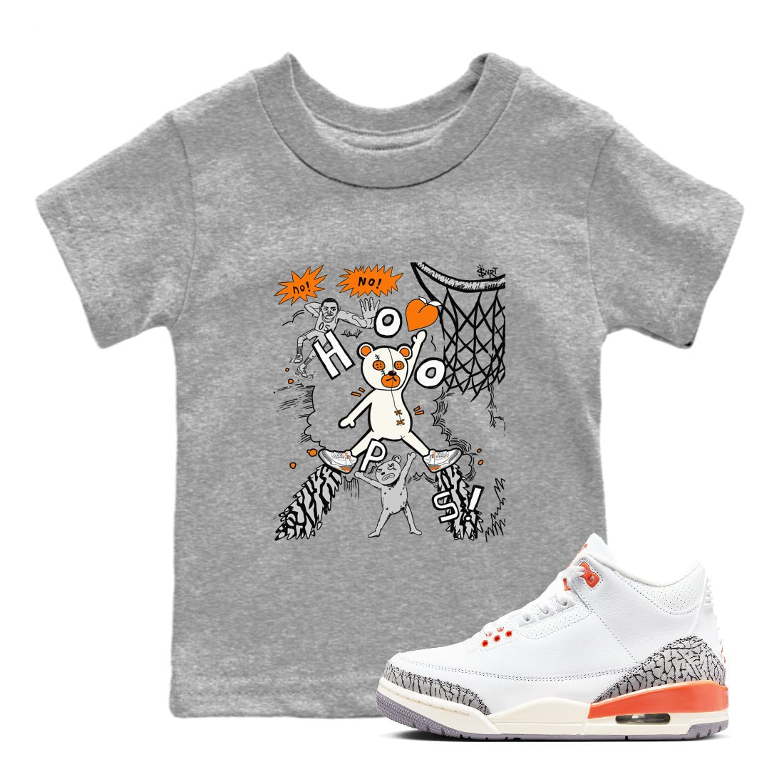 3s Georgia Peach shirt to match jordans Stop The Bear sneaker tees Air Jordan 3 Georgia Peach SNRT sneaker release tees baby toddler Heather Grey 1 cotton Shirt