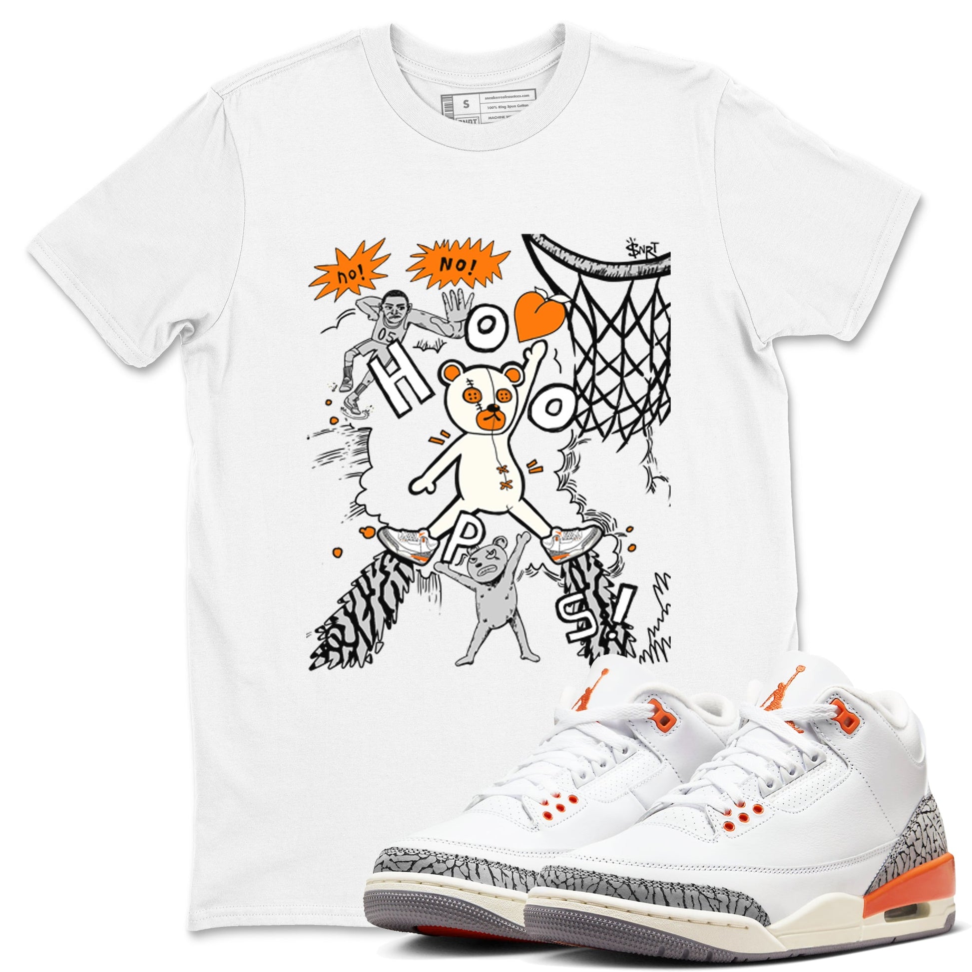 3s Georgia Peach shirt to match jordans Stop The Bear sneaker tees Air Jordan 3 Georgia Peach SNRT Sneaker Release Tees unisex cotton White 1 crew neck shirt