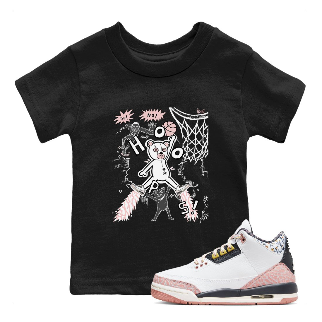 3s Vintage Floral shirt to match jordans Stop The Bear sneaker tees Air Jordan 3 Vintage Floral SNRT sneaker release tees baby toddler Black 1 cotton Shirt