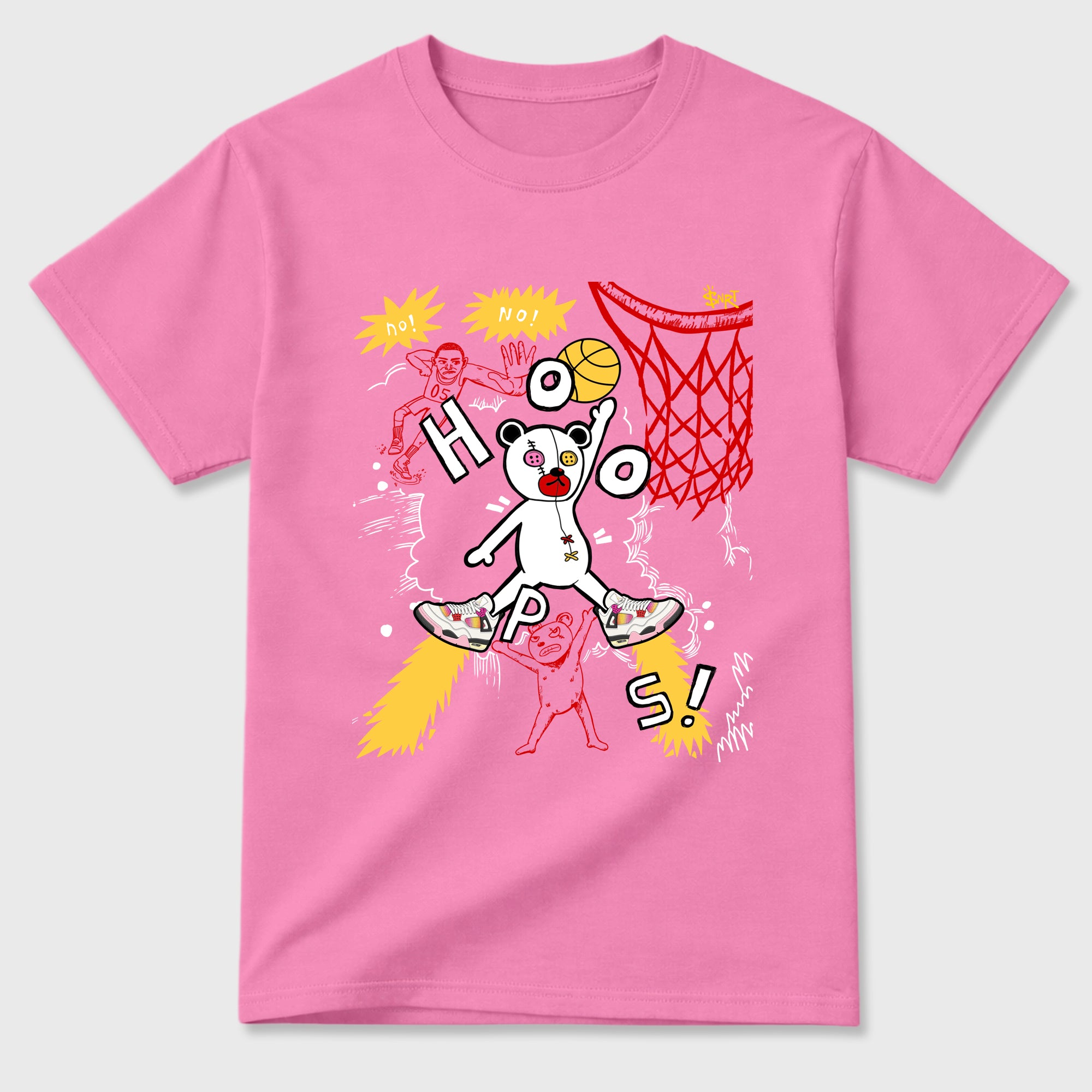 Stop The Bear Graphic T-Shirt featuring original streetwear artwork designed to match the Air Jordan 4 Comic. Bubble Gum 2 Graphic T-Shirt.