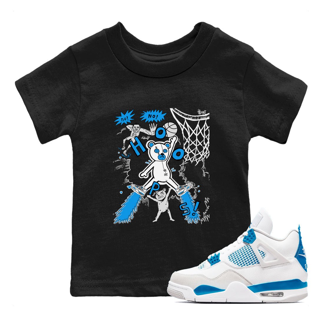 4s Military Blue shirt to match jordans Stop The Bear sneaker tees Air Jordan 4 Military Blue SNRT sneaker release tees baby toddler Black 1 cotton Shirt