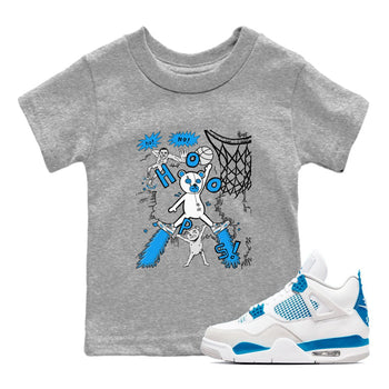 4s Military Blue shirt to match jordans Stop The Bear sneaker tees Air Jordan 4 Military Blue SNRT sneaker release tees baby toddler Heather Grey 1 cotton Shirt