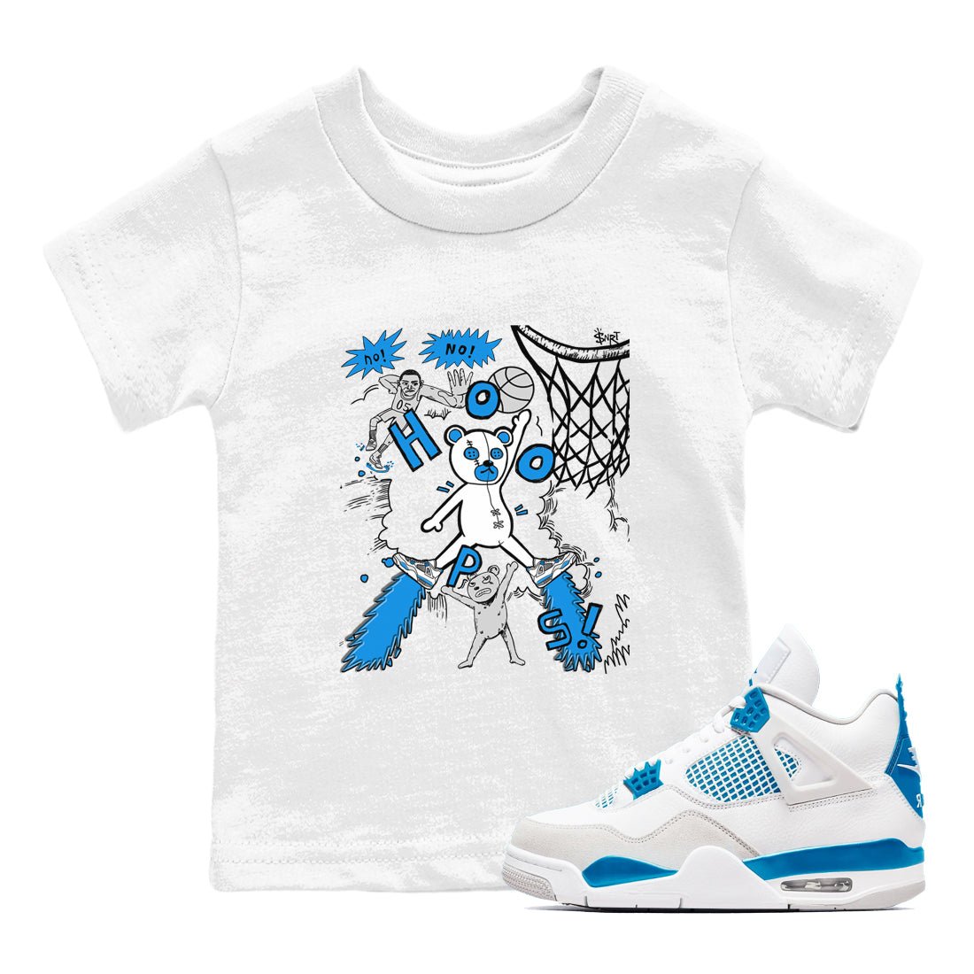 4s Military Blue shirt to match jordans Stop The Bear sneaker tees Air Jordan 4 Military Blue SNRT sneaker release tees baby toddler White 1 cotton Shirt