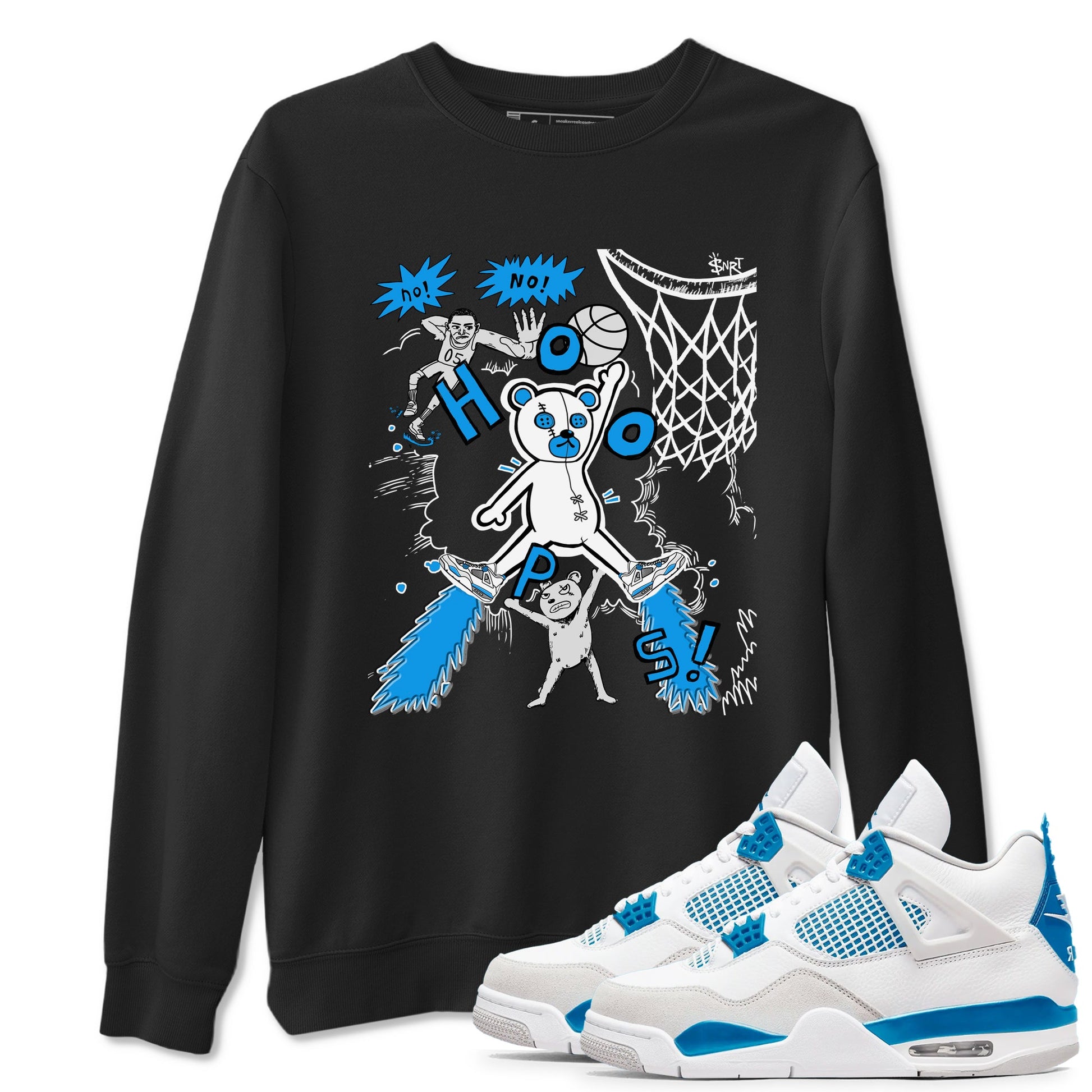 4s Military Blue shirt to match jordans Stop The Bear sneaker tees Air Jordan 4 Military Blue SNRT Sneaker Release Tees unisex cotton Black 1 crew neck shirt