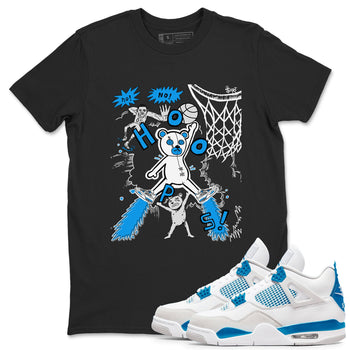 4s Military Blue shirt to match jordans Stop The Bear sneaker tees Air Jordan 4 Military Blue SNRT Sneaker Release Tees unisex cotton Black 1 crew neck shirt
