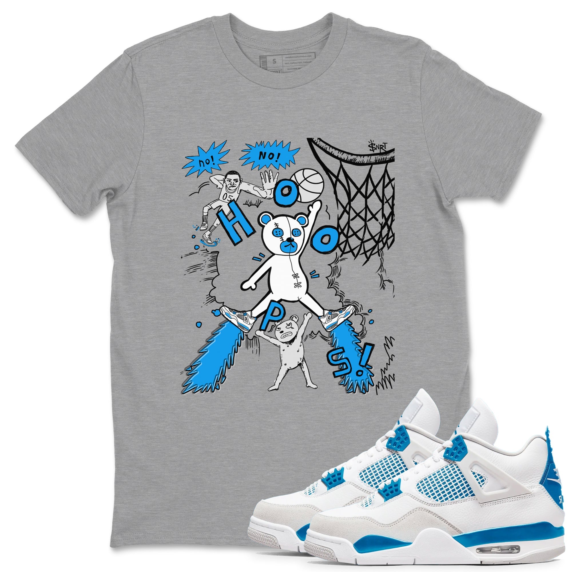 4s Military Blue shirt to match jordans Stop The Bear sneaker tees Air Jordan 4 Military Blue SNRT Sneaker Release Tees unisex cotton Heather Grey 1 crew neck shirt