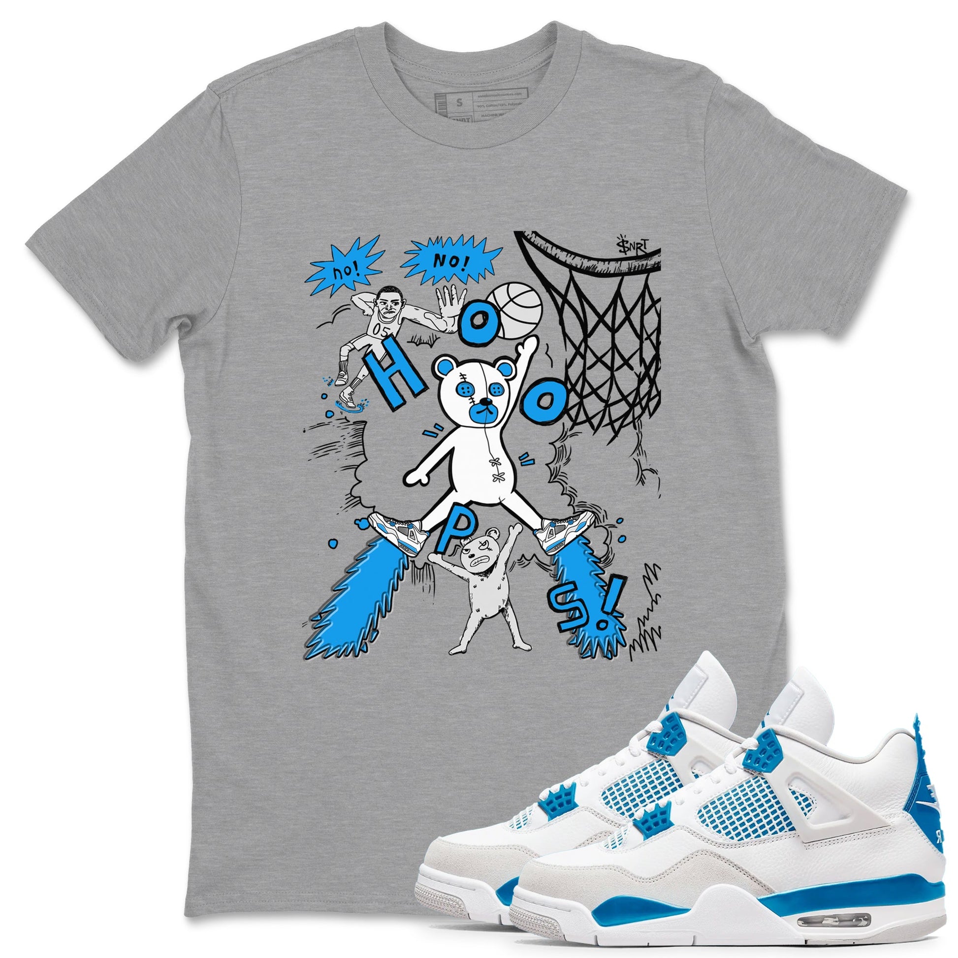 4s Military Blue shirt to match jordans Stop The Bear sneaker tees Air Jordan 4 Military Blue SNRT Sneaker Release Tees unisex cotton Heather Grey 1 crew neck shirt