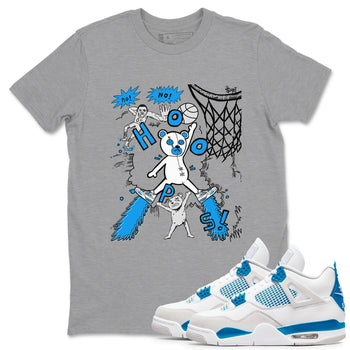 4s Military Blue shirt to match jordans Stop The Bear sneaker tees Air Jordan 4 Military Blue SNRT Sneaker Release Tees unisex cotton Heather Grey 1 crew neck shirt