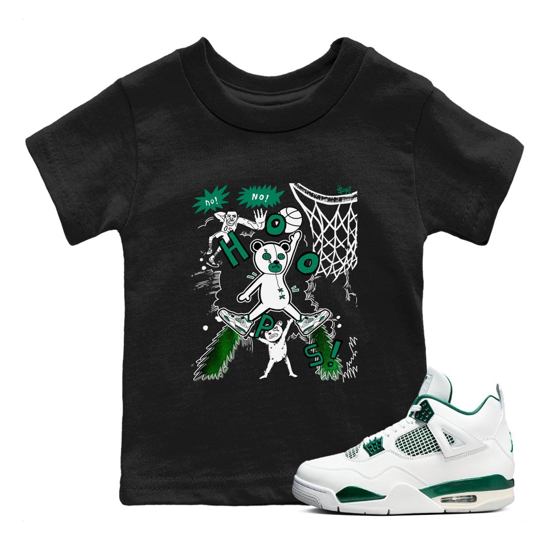 4s Oxidized Green shirts to match jordans Stop The Bear sneaker match tees Air Jordan 4 Oxidized Green SNRT Sneaker Tees streetwear brand Baby and Youth Black 1 cotton tee