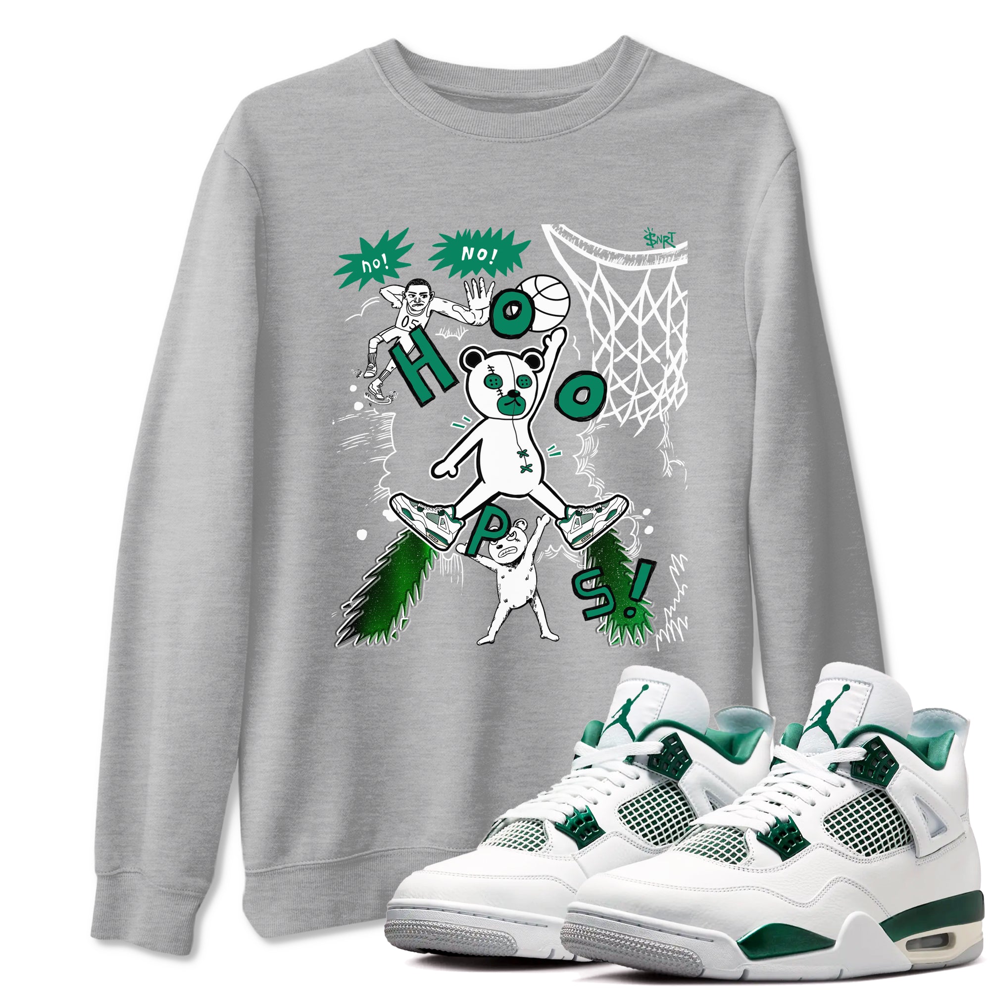 4s Oxidized Green shirts to match jordans Stop The Bear sneaker match tees Air Jordan 4 Oxidized Green SNRT Sneaker Tees streetwear brand Heather Grey 1 unisex cotton tee