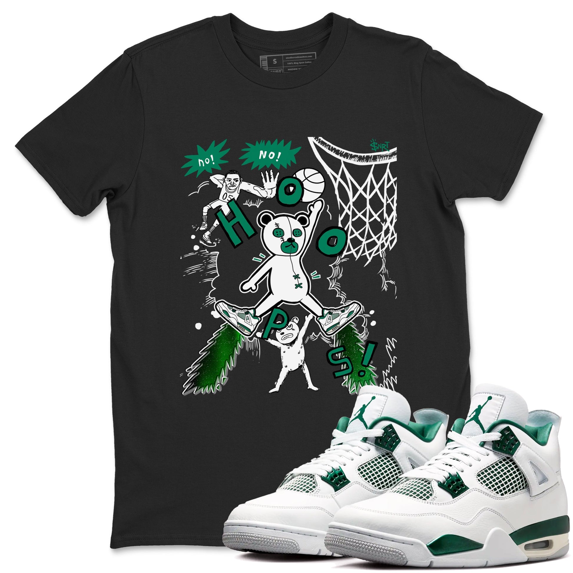 4s Oxidized Green shirts to match jordans Stop The Bear sneaker match tees Air Jordan 4 Oxidized Green SNRT Sneaker Tees streetwear brand Black 1 unisex cotton tee