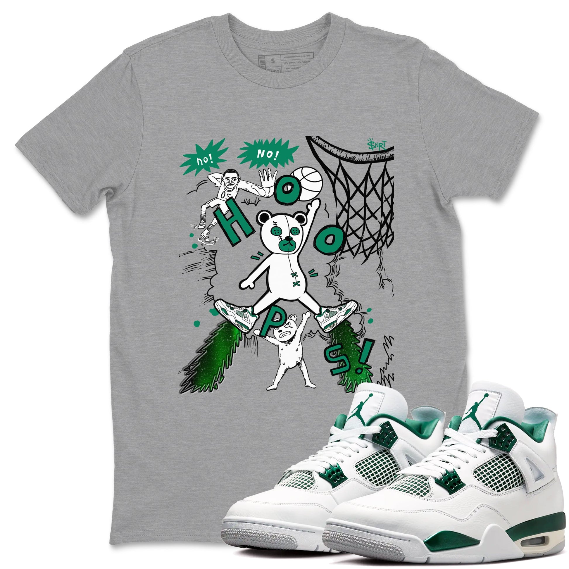 4s Oxidized Green shirts to match jordans Stop The Bear sneaker match tees Air Jordan 4 Oxidized Green SNRT Sneaker Tees streetwear brand Heather Grey 1 unisex cotton tee