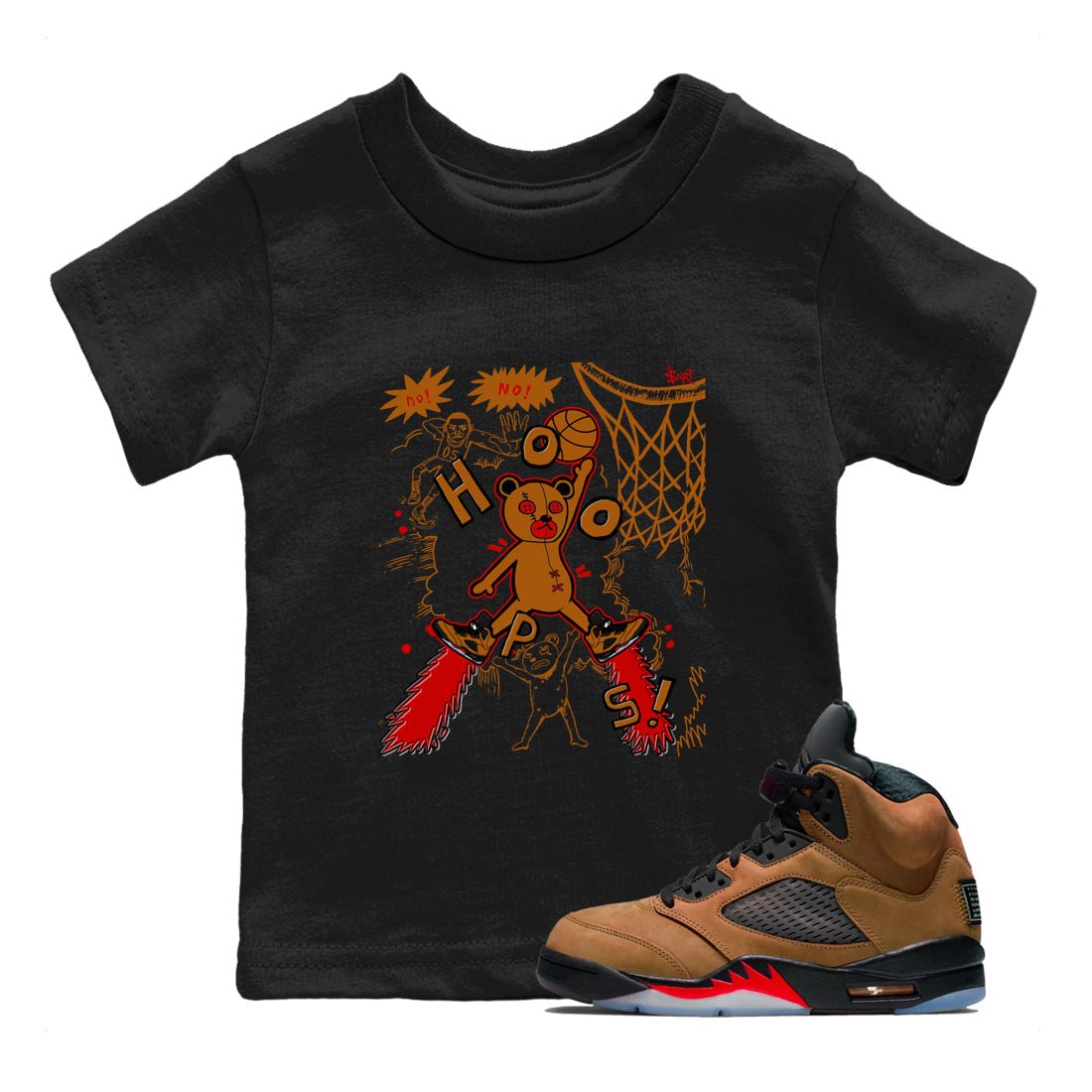 5s Archaeo Brown shirts to match jordans Stop The Bear sneaker match tees Air Jordan 5 Archaeo Brown match shoes to clothes SNRT Sneaker Tees Youth Baby Black 1 tee