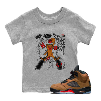 5s Archaeo Brown shirts to match jordans Stop The Bear sneaker match tees Air Jordan 5 Archaeo Brown match shoes to clothes SNRT Sneaker Tees Youth Baby Heather Grey 1 tee