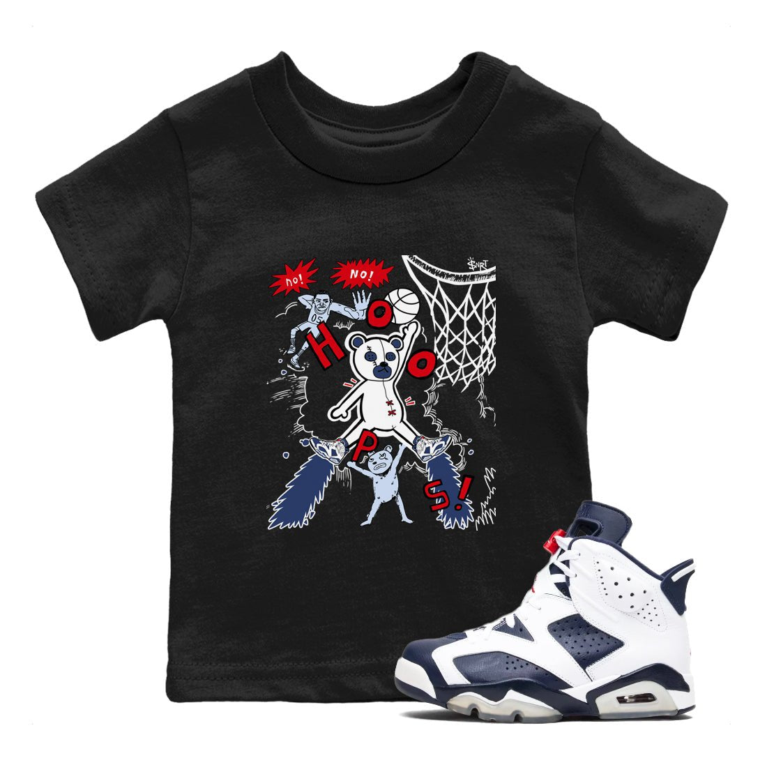 6s Olympic shirt to match jordans Stop The Bear sneaker tees Air Jordan 6 Olympic SNRT sneaker release tees baby toddler Black 1 cotton Shirt