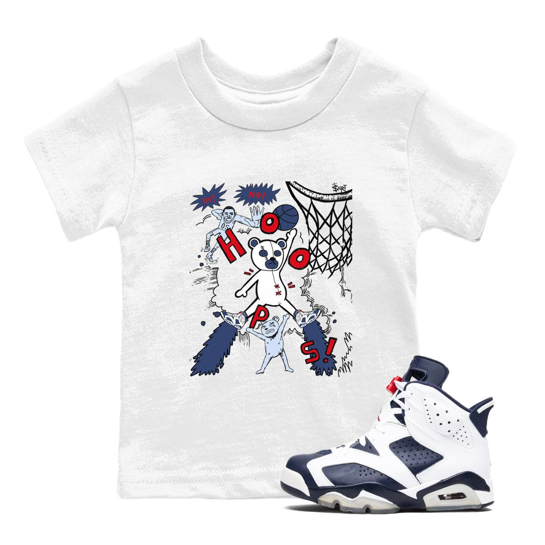 6s Olympic shirt to match jordans Stop The Bear sneaker tees Air Jordan 6 Olympic SNRT sneaker release tees baby toddler White 1 cotton Shirt
