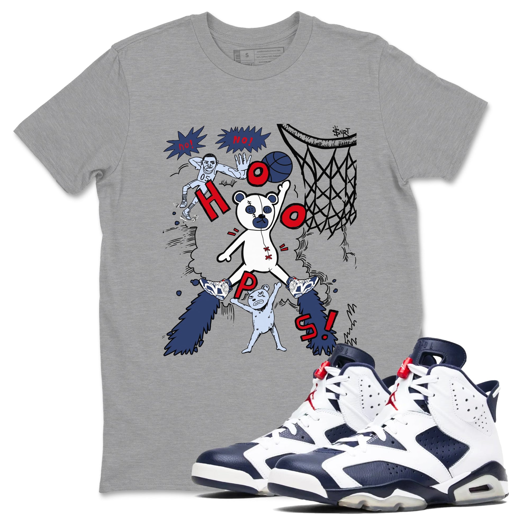 6s Olympic shirt to match jordans Stop The Bear sneaker tees Air Jordan 6 Olympic SNRT Sneaker Release Tees unisex cotton Heather Grey 1 crew neck shirt