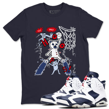 6s Olympic shirt to match jordans Stop The Bear sneaker tees Air Jordan 6 Olympic SNRT Sneaker Release Tees unisex cotton Navy 1 crew neck shirt