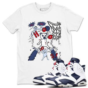 6s Olympic shirt to match jordans Stop The Bear sneaker tees Air Jordan 6 Olympic SNRT Sneaker Release Tees unisex cotton White 1 crew neck shirt