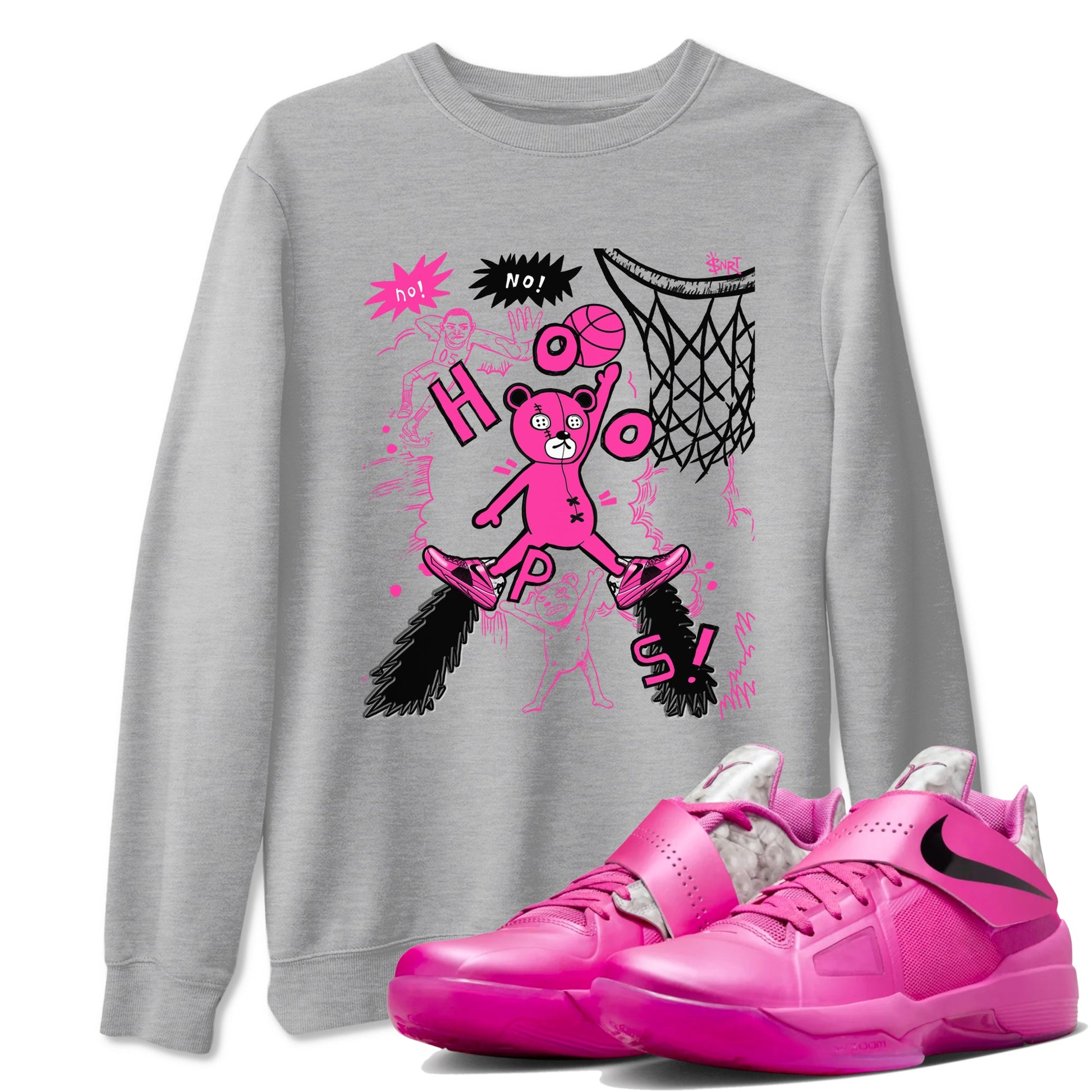Nike KD 4 Retro Aunt Pearl shirts to match jordans Stop The Bear sneaker match tees Nike KD 4 Aunt Pearl match shoes to clothes SNRT Sneaker Tees unisex cotton Heather Grey 1 shirts