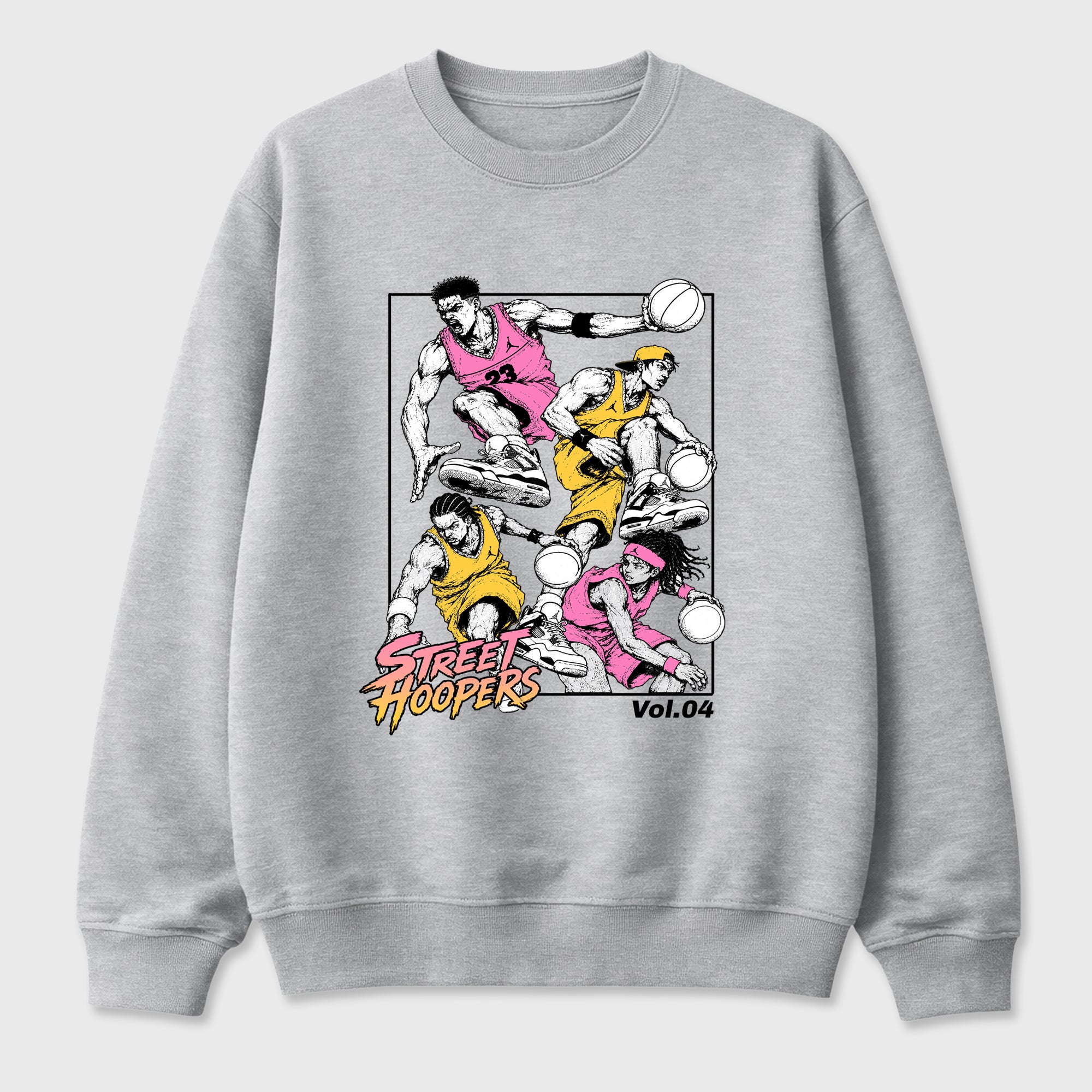 Street Hoopers Graphic T-Shirt featuring original streetwear artwork designed to match the Air Jordan 4 Comic. Heather Grey 2 Graphic Tee.
