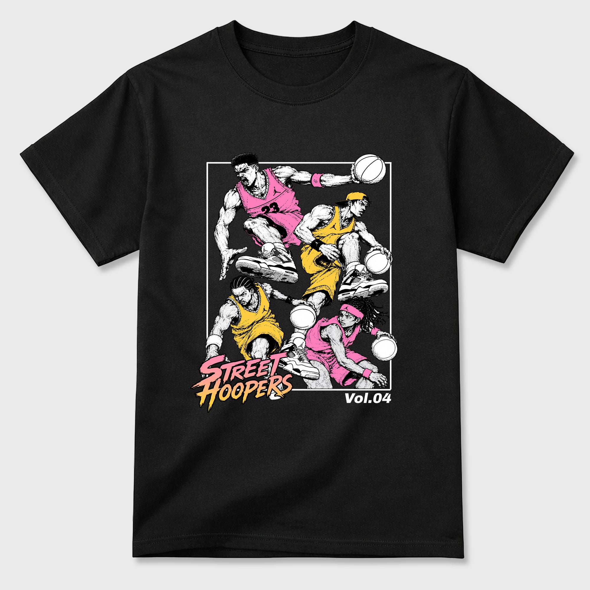 Street Hoopers Graphic T-Shirt featuring original streetwear artwork designed to match the Air Jordan 4 Comic. Black 2 Graphic T-Shirt.