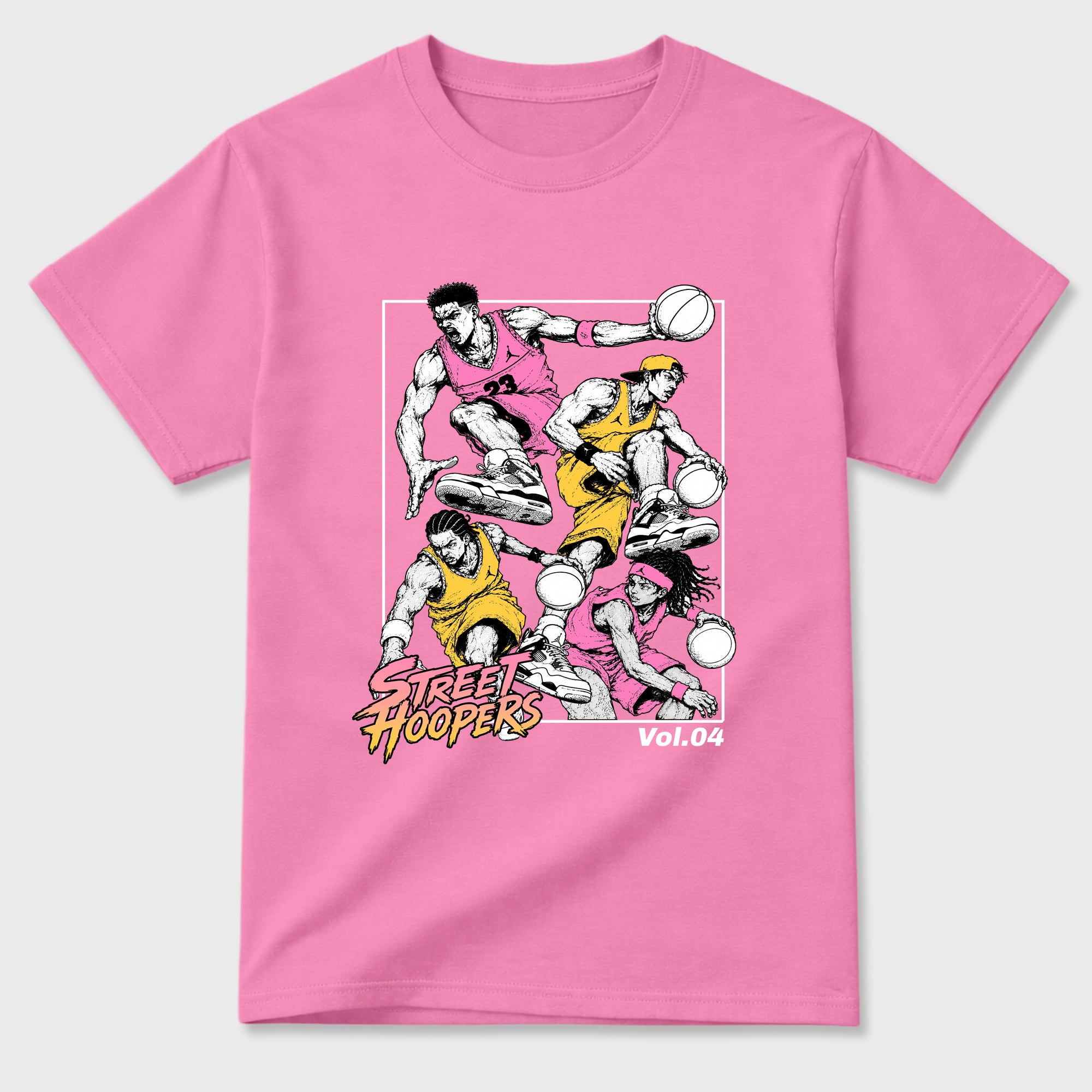 Street Hoopers Graphic T-Shirt featuring original streetwear artwork designed to match the Air Jordan 4 Comic. Bubble Gum 2 Graphic T-Shirt.