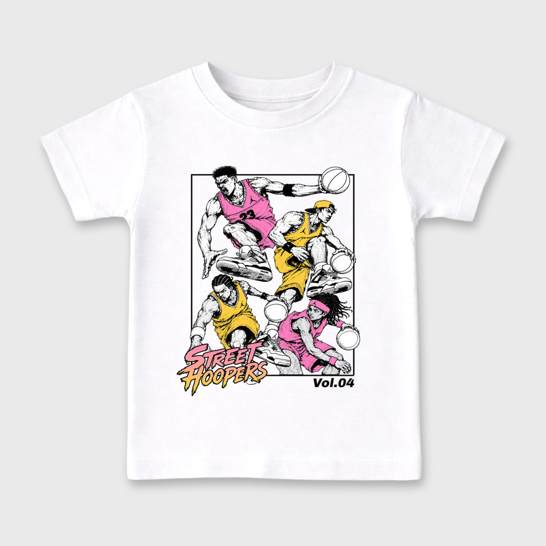 Street Hoopers Baby & Kids Graphic T-Shirt featuring original artwork designed to match the Air Jordan 4 Comic. White 2 Kids Graphic Tee.