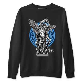 Street Saint sneaker match t-shirt styled to complete your fit with the Air Jordan 12 White and University Blue sneakers, shown in Black 2.