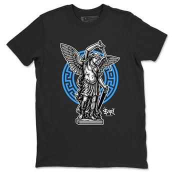 Street Saint sneaker match t-shirt styled to complete your fit with the Air Jordan 12 White and University Blue sneakers, shown in Black 2.