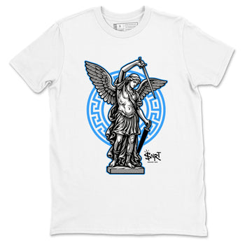 Street Saint sneaker match t-shirt styled to complete your fit with the Air Jordan 12 White and University Blue sneakers, shown in White 2.