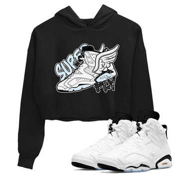 AJ6 White Black shirts to match jordans Super Fly sneaker match tees Air Jordan 6 White Black SNRT Sneaker Tees streetwear brand Black 1 crop tee