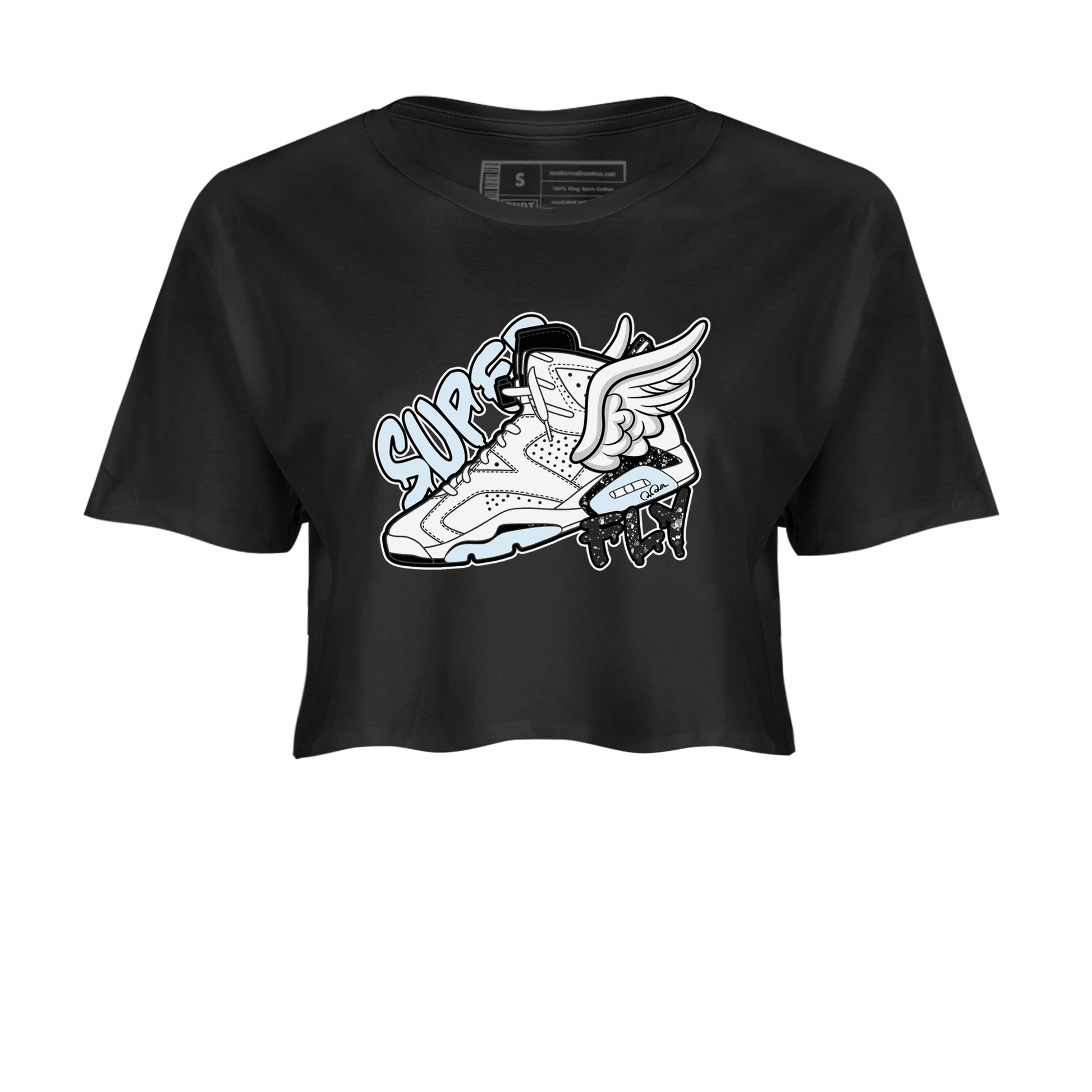 AJ6 White Black shirts to match jordans Super Fly sneaker match tees Air Jordan 6 White Black SNRT Sneaker Tees streetwear brand Black 2 crop tee