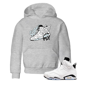 AJ6 White Black shirts to match jordans Super Fly sneaker match tees Air Jordan 6 White Black SNRT Sneaker Tees streetwear brand Baby and Youth Heather Grey 1 cotton tee