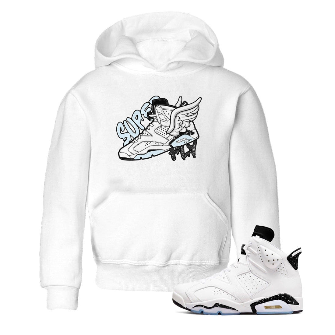 AJ6 White Black shirts to match jordans Super Fly sneaker match tees Air Jordan 6 White Black SNRT Sneaker Tees streetwear brand Baby and Youth White 1 cotton tee
