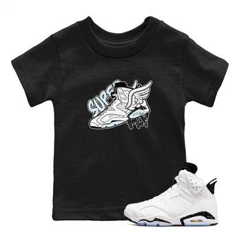 AJ6 White Black shirts to match jordans Super Fly sneaker match tees Air Jordan 6 White Black SNRT Sneaker Tees streetwear brand Baby and Youth Black 1 cotton tee