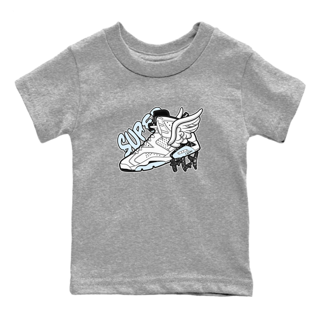 AJ6 White Black shirts to match jordans Super Fly sneaker match tees Air Jordan 6 White Black SNRT Sneaker Tees streetwear brand Baby and Youth Heather Grey 2 cotton tee