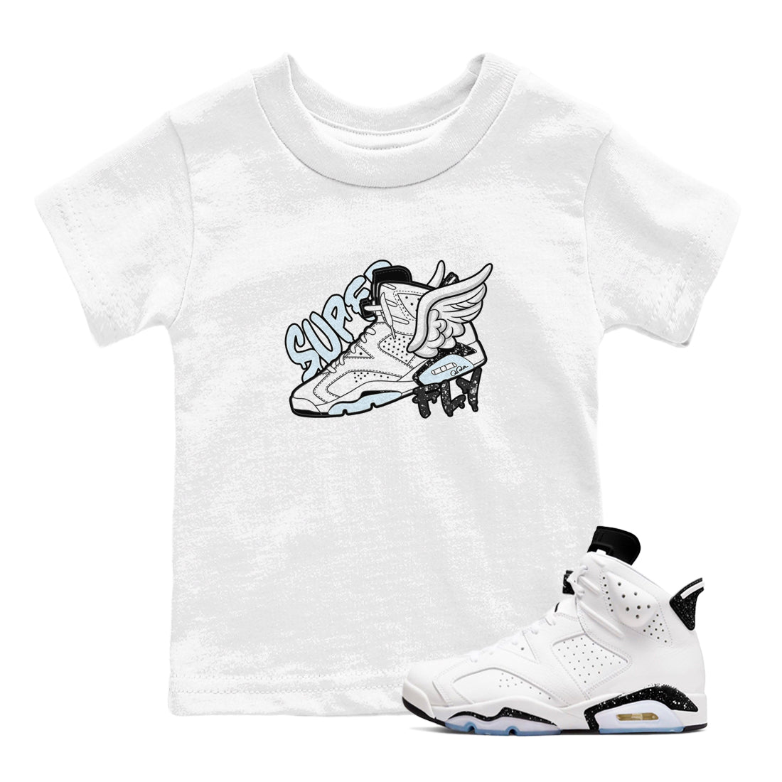 AJ6 White Black shirts to match jordans Super Fly sneaker match tees Air Jordan 6 White Black SNRT Sneaker Tees streetwear brand Baby and Youth White 1 cotton tee