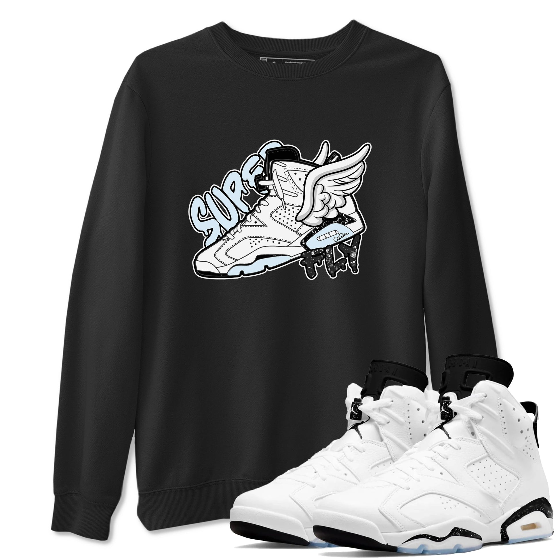 AJ6 White Black shirts to match jordans Super Fly sneaker match tees Air Jordan 6 White Black SNRT Sneaker Tees streetwear brand Black 1 unisex cotton tee
