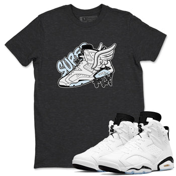 AJ6 White Black shirts to match jordans Super Fly sneaker match tees Air Jordan 6 White Black SNRT Sneaker Tees streetwear brand Charcoal Heather 1 unisex cotton tee