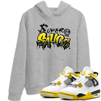 4s Vivid Sulfur shirt to match jordans Super Sauce sneaker tees Air Jordan 4 Vivid Sulfur SNRT Sneaker Release Tees unisex cotton Heather Grey 1 crew neck shirt
