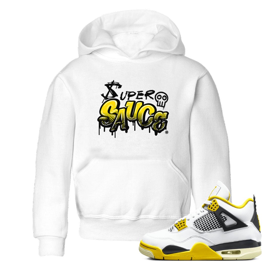 4s Vivid Sulfur shirt to match jordans Super Sauce sneaker tees Air Jordan 4 Vivid Sulfur SNRT sneaker release tees baby toddler White 1 cotton Shirt