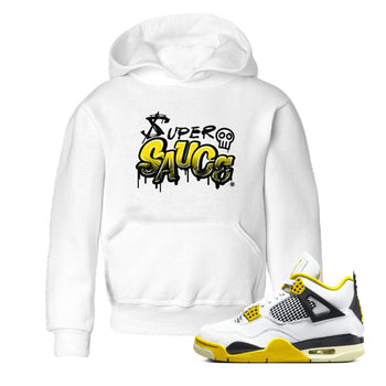 4s Vivid Sulfur shirt to match jordans Super Sauce sneaker tees Air Jordan 4 Vivid Sulfur SNRT sneaker release tees baby toddler White 1 cotton Shirt