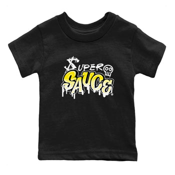 4s Vivid Sulfur shirt to match jordans Super Sauce sneaker tees Air Jordan 4 Vivid Sulfur SNRT sneaker release tees baby toddler Black 2 cotton Shirt