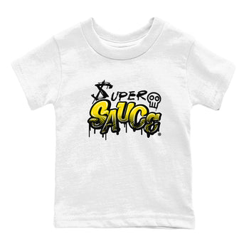 4s Vivid Sulfur shirt to match jordans Super Sauce sneaker tees Air Jordan 4 Vivid Sulfur SNRT sneaker release tees baby toddler White 2 cotton Shirt